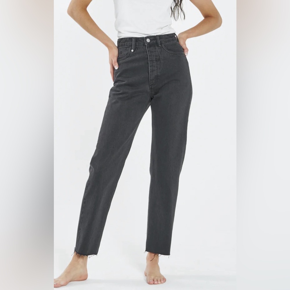 THRILLS PAIGE JEAN aged black High-Rise Straight Leg Jeans size 24 NWT NEW